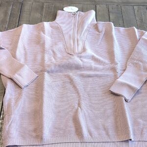 Elegant Lilac Half-Zip Turtleneck Sweater